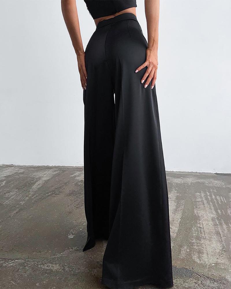 Black high waist wide leg pants