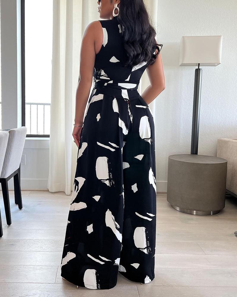 Printed Sleeveless Jumpsuit