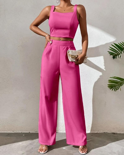 Sleeveless camisole and wide-leg pants set