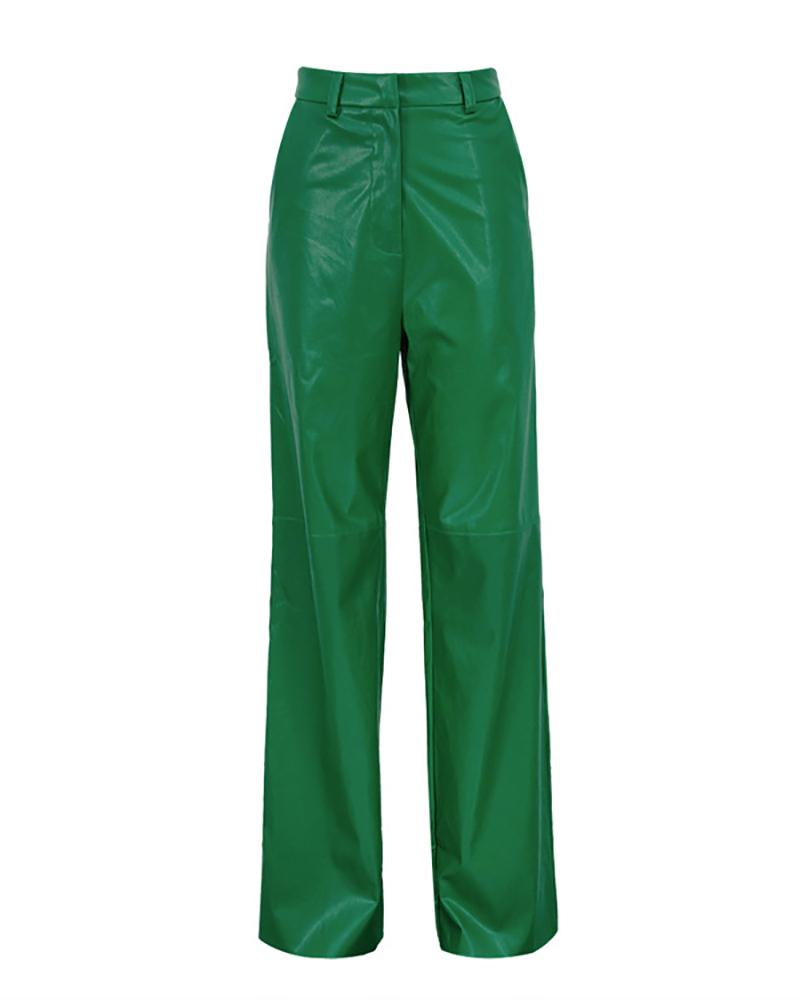 Fashionable PU Leather Casual Straight Leg Pants