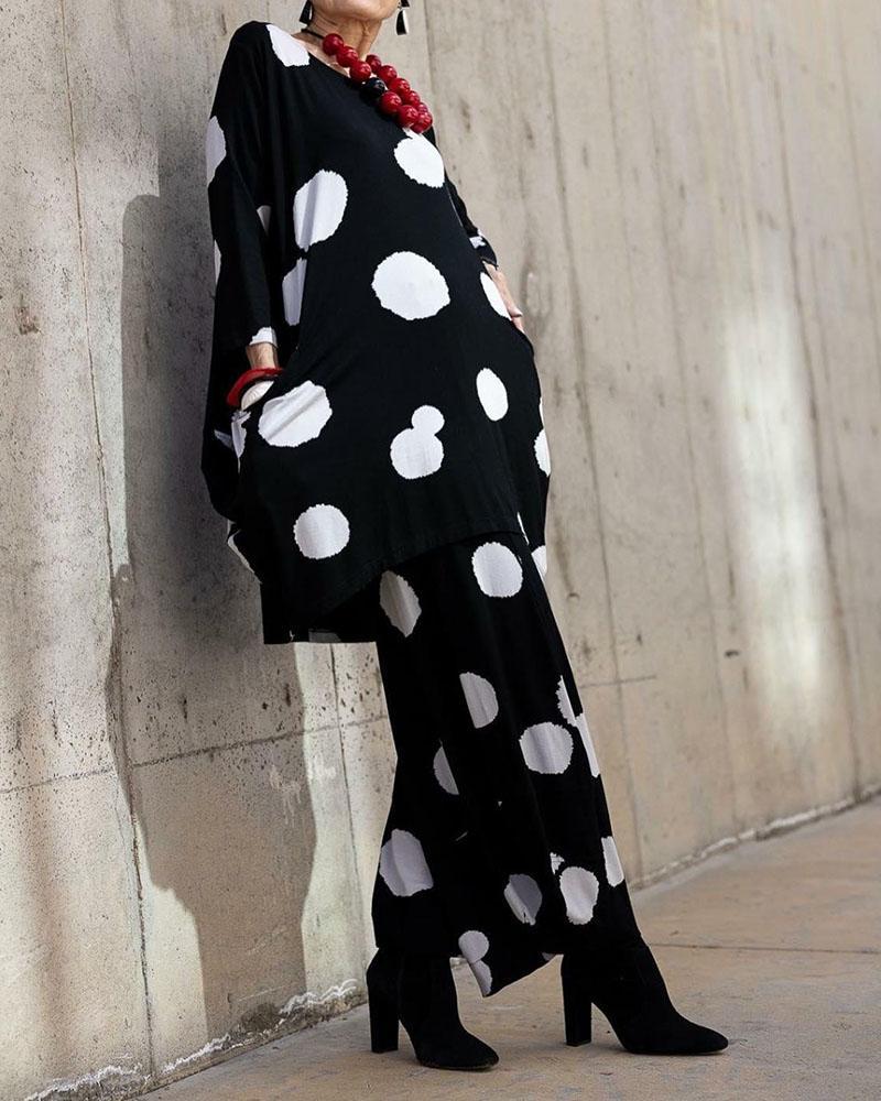 Trendy polka-dot two-piece suit