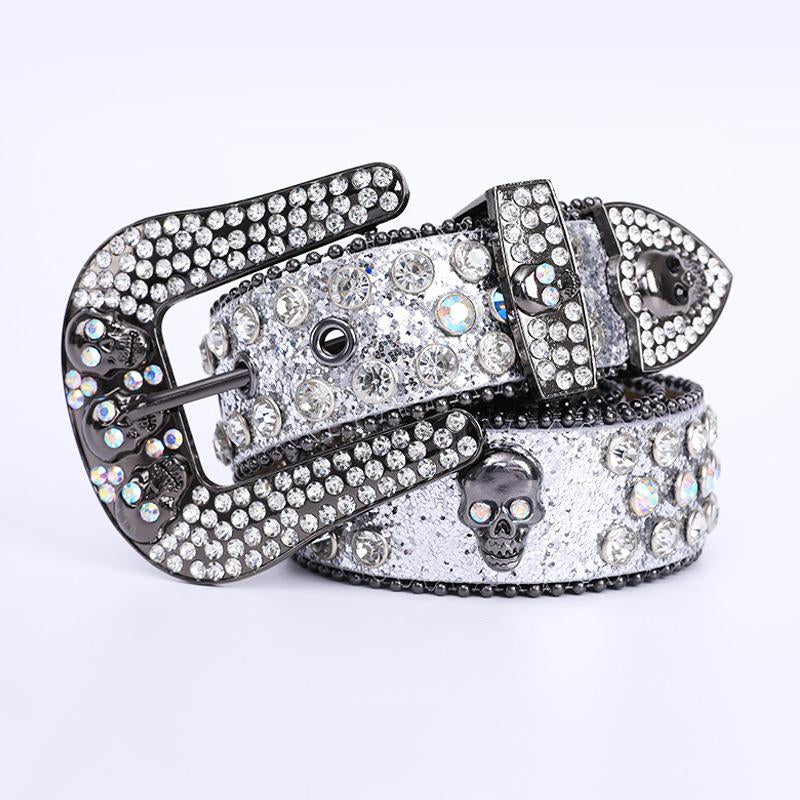 Skull rhinestone belt