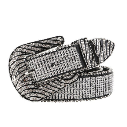 Zebra-print rhinestone belt