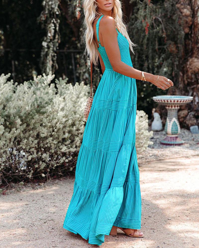 Solid color maxi striped slip dress