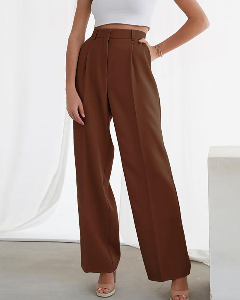 Casual solid color wide-leg pants