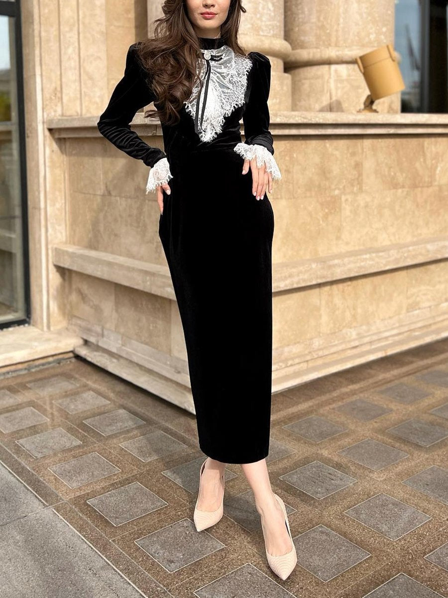 Professional Black And White Contrast Dress