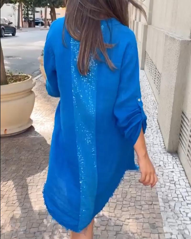 Blue Short Shirt Dress