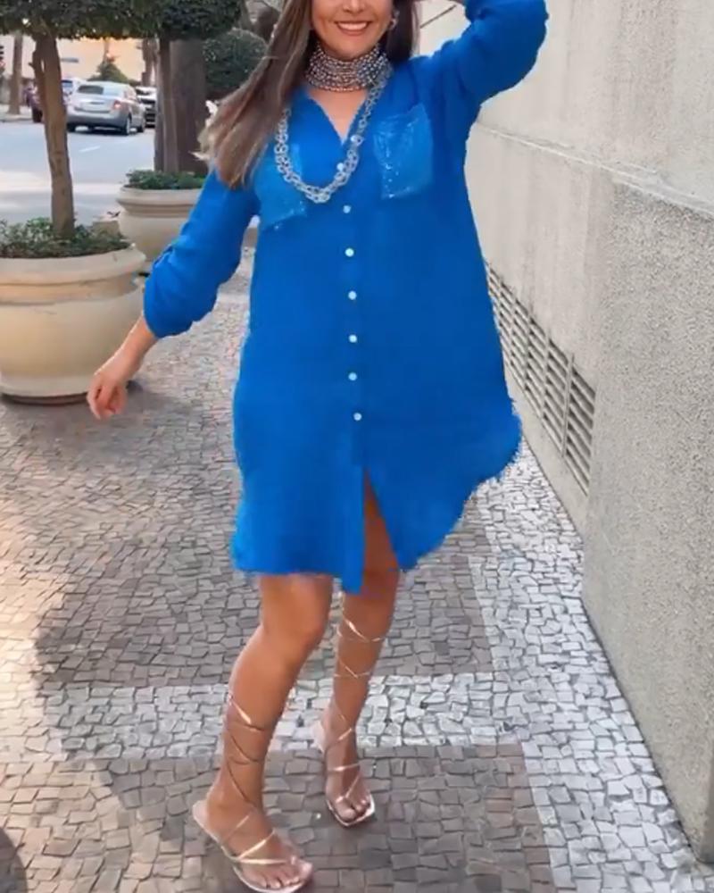 Blue Short Shirt Dress