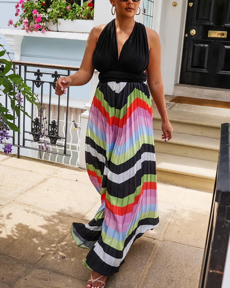 Sexy Backless Rainbow Print Jumpsuit