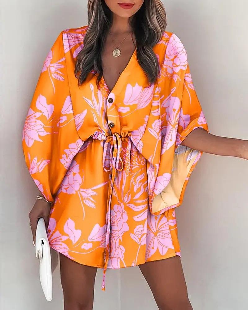 Casual V-neck printed dress