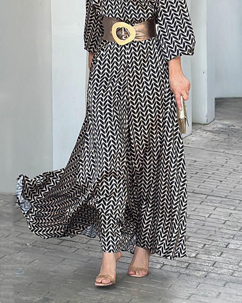 Stylish casual balloon sleeve print dress