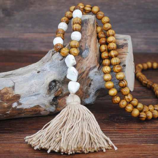 Handmade Wooden Beaded Long Necklace