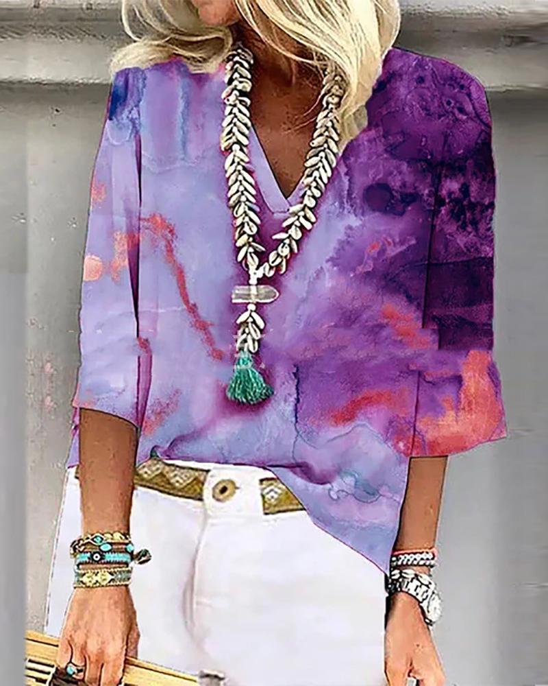 Fashion Loose Tie Dye Print T-Shirt