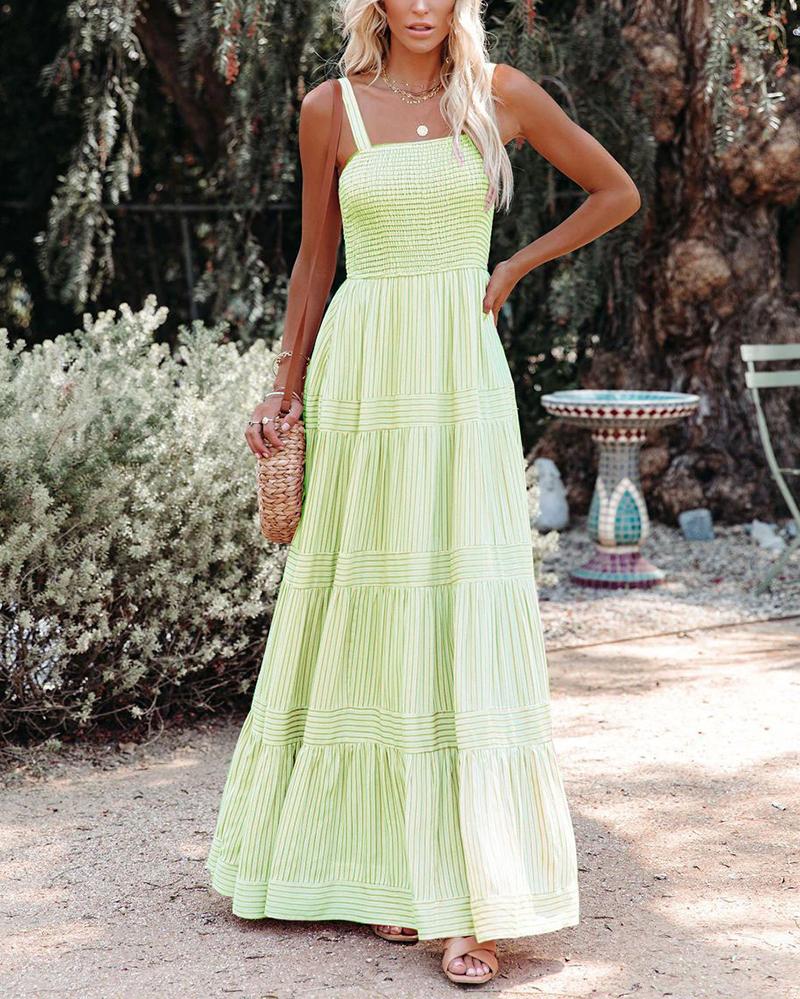 Solid color maxi striped slip dress