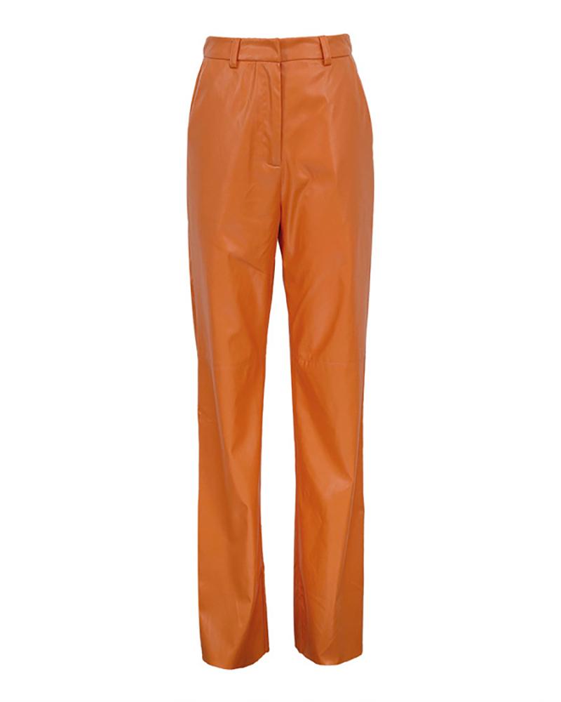 Fashionable PU Leather Casual Straight Leg Pants