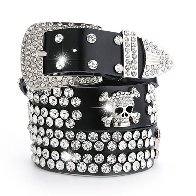 All-match skull diamond belt