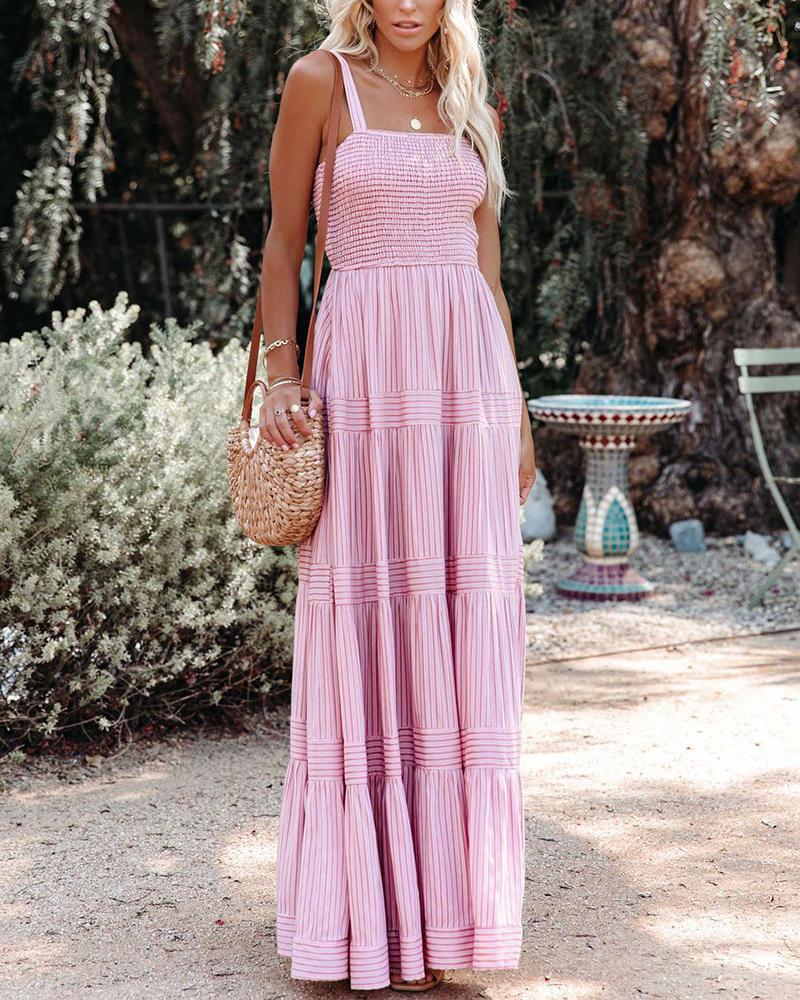 Solid color maxi striped slip dress