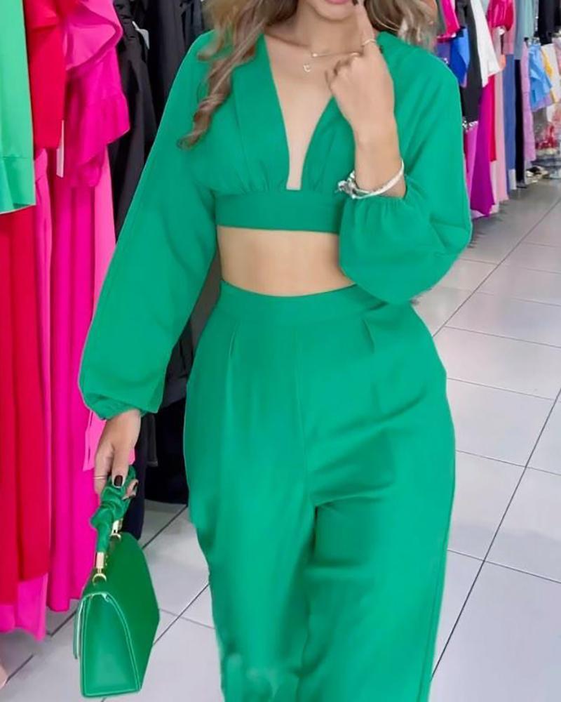 Casual solid color two-piece suit