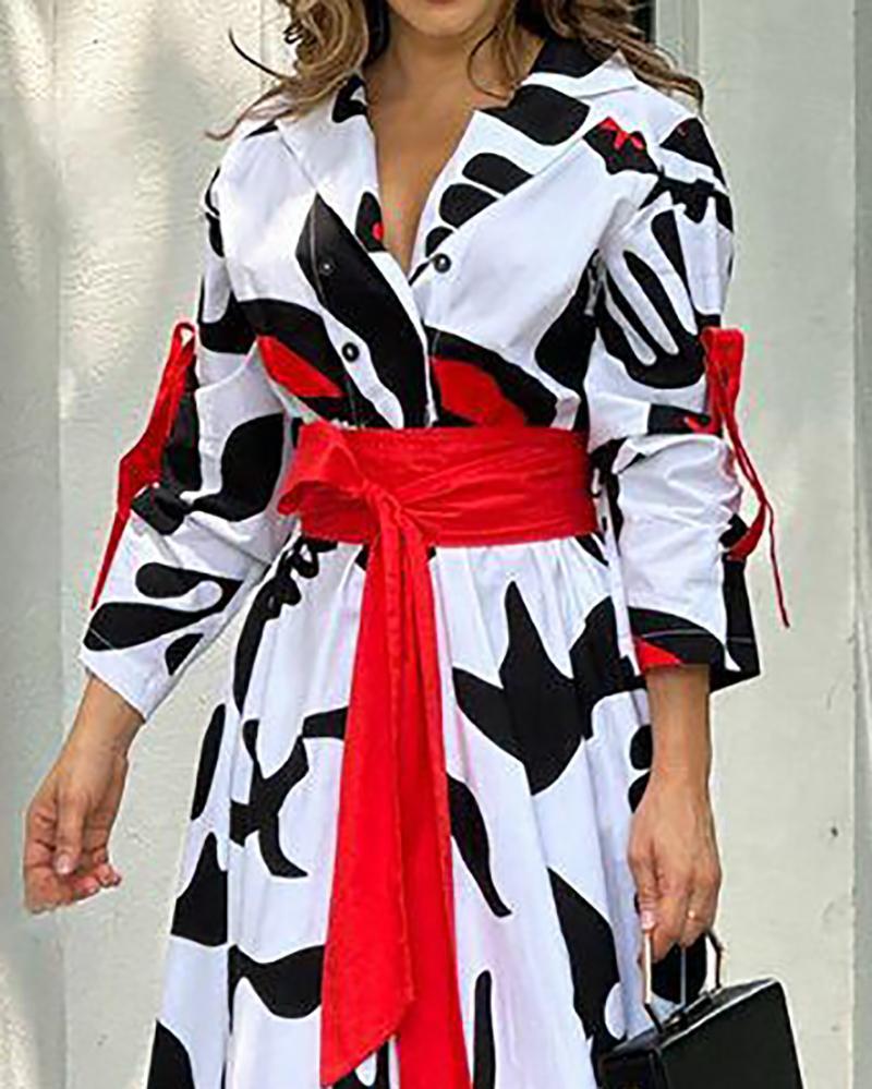 Trendy Colorblock A-Line Print Dress