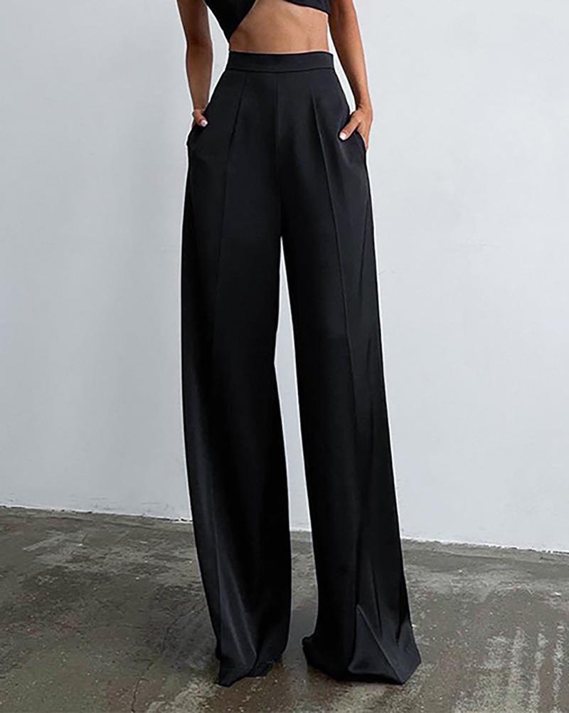 Black high waist wide leg pants