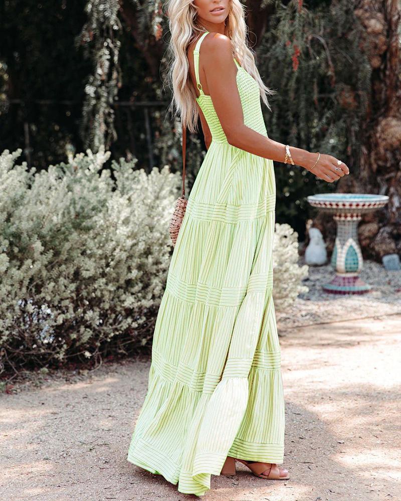 Solid color maxi striped slip dress