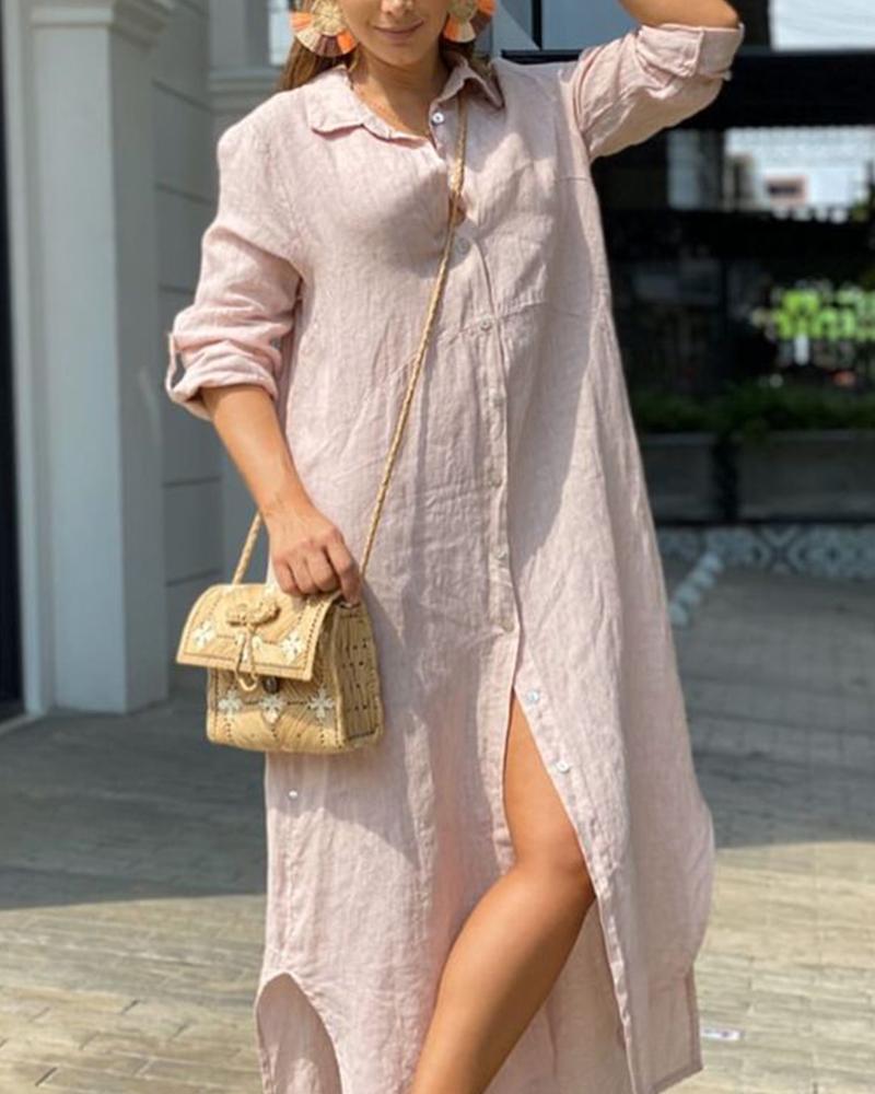 Solid Shirt Dress