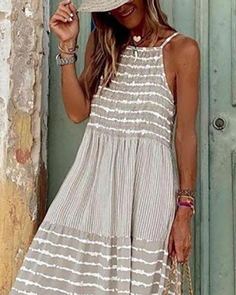 Sleeveless Striped Slip Dress