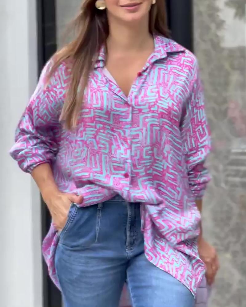 Printed Casual Long Sleeve Shirt