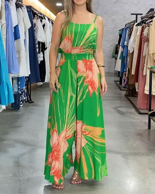 Casual loose printed jumpsuit