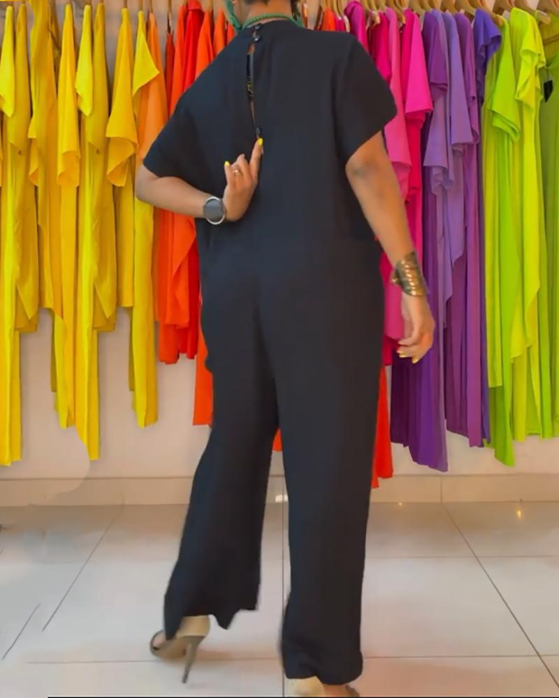 Solid color loose jumpsuit