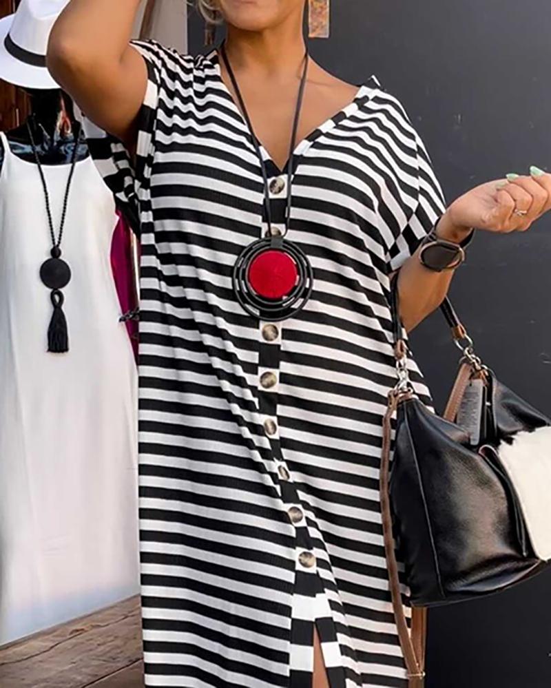 Classic Casual Striped Knit Dress