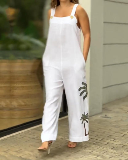 Coconut Print Bib Jumpsuit